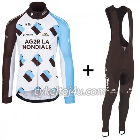 Cykeltrøje Langærmet + Bib Cykelbukser 2017 AG2R La Mondiale N001